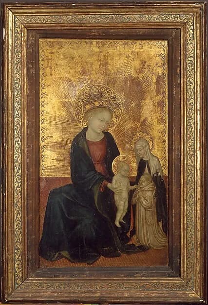 Madonna and Child with Saint Catherine of Siena and a Carthusian Donor by Italian, Lombard (probably Pavia) depicting Romans 8