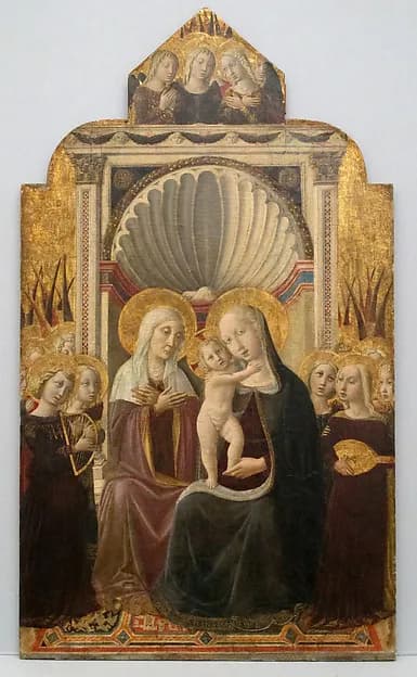 Saint Anne and the Virgin and Child Enthroned with Angels by Niccolò Alunno (Niccolò di Liberatore) depicting Luke 1