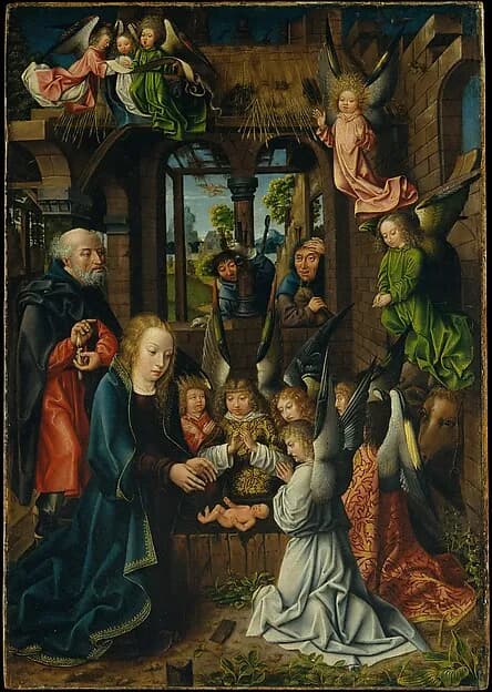 The Adoration of the Christ Child by Master of Frankfurt depicting Luke 2