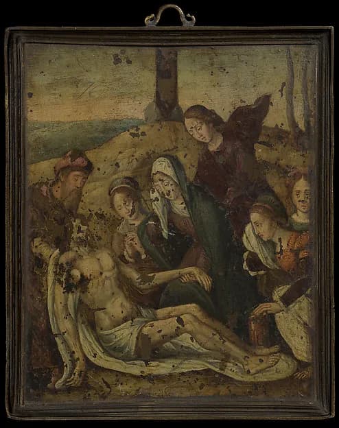 The Lamentation by Netherlandish depicting Mark 15