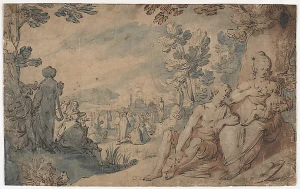 The Preaching of Saint John the Baptist by Gerrit Pietersz. Sweelink depicting Matthew 3