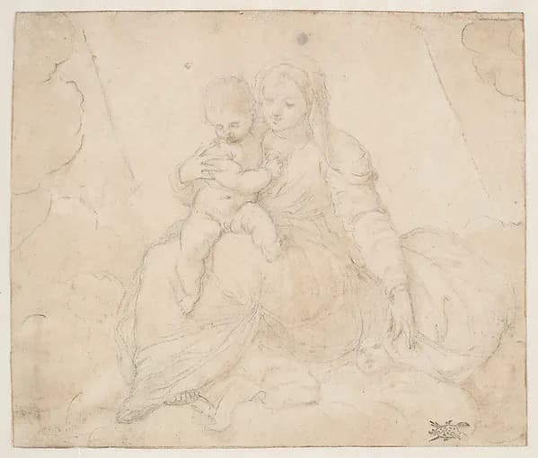 Madonna and Child Seated on a Cloud by Unknown depicting Luke 2