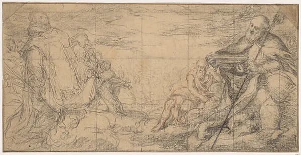 Saint Stephen and Other Saints on Clouds by Friuli (?) depicting Acts 7