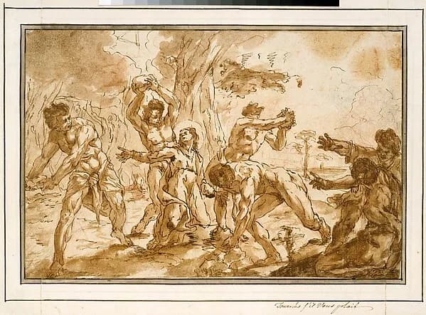 The Stoning of Saint Stephen by Niccolo (Nicolaus) Bambini depicting Acts 7