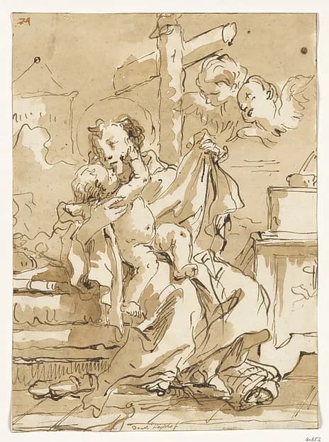 Saint Anthony of Padua with the Christ Child, in an Interior by Giovanni Domenico Tiepolo depicting Luke 2