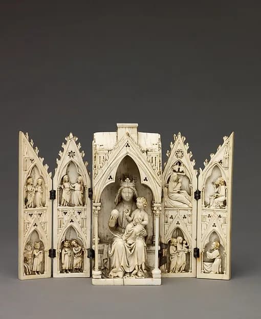 Tabernacle Polyptych with the Madonna and Child and Scenes from the Life of Christ by Anonymous depicting Luke 1