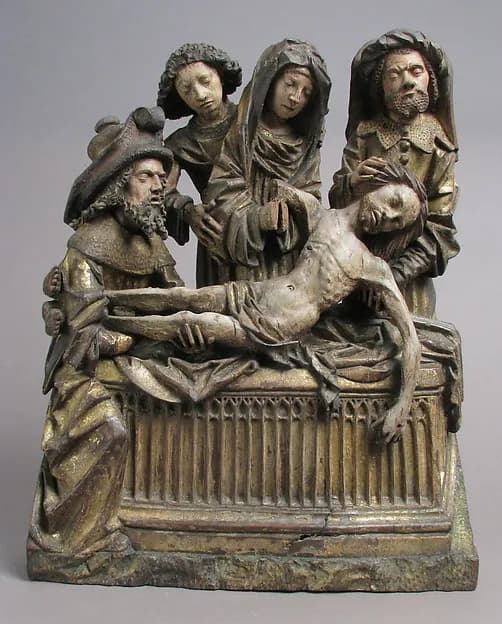 The Entombment of Christ with the Virgin Mary, Saint John, Nicodemus, and Joseph of Arimathea by Anonymous depicting Matthew 27