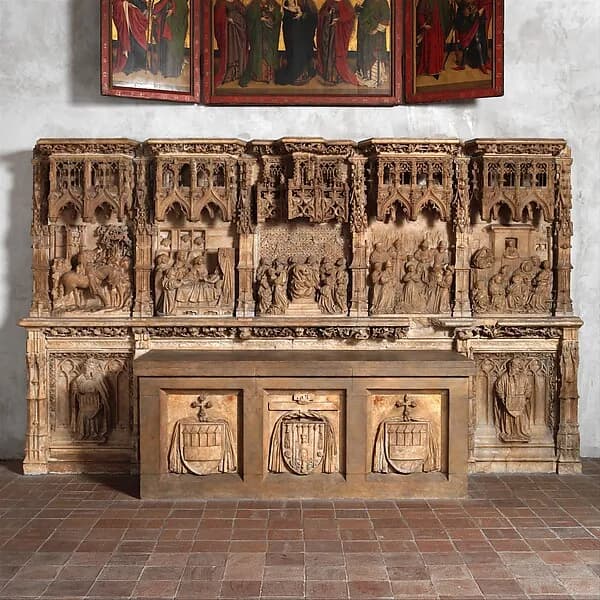 Altar Predella and Socle of Archbishop Don Dalmau de Mur y Cervelló by Francí Gomar depicting Luke 1