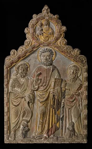 Relief Altarpiece with Saints Peter, Paul, and John the Baptist by Gerardo di Mainardo depicting Matthew 3