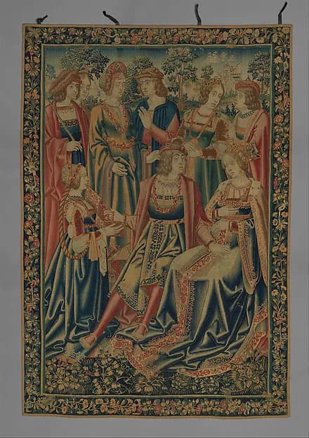 Two Episodes from the Parable of the Prodigal Son: The Prodigal Offering Jewels to Luxuria by Anonymous depicting Luke 15