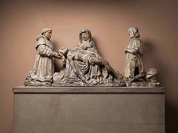 Pietà with Donors by Anonymous depicting Luke 1