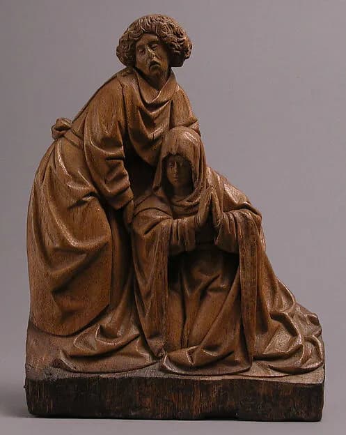 Virgin Supported by Saint John by School of Antwerp depicting Luke 1