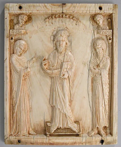 Icon with the Deesis by Anonymous depicting Matthew 3