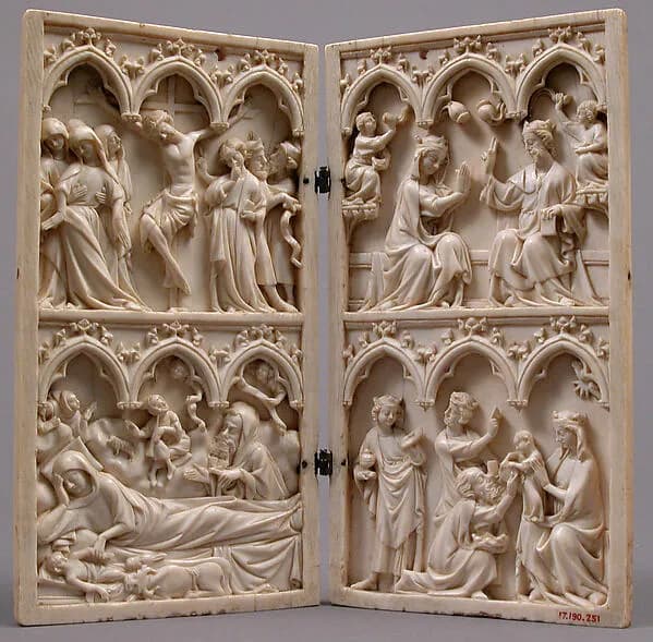 Diptych with Scenes from the Lives of Jesus and Mary by Anonymous depicting Luke 2
