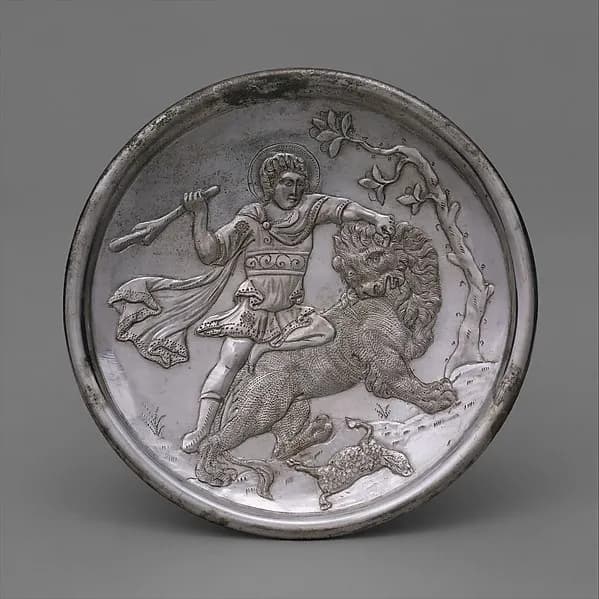 Plate with David Slaying a Lion by Anonymous depicting 1 Samuel 16