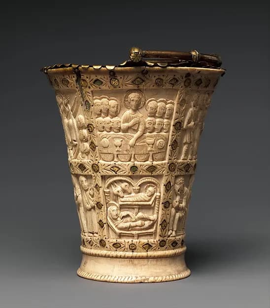 Situla (Bucket for Holy Water) by Anonymous depicting Luke 1