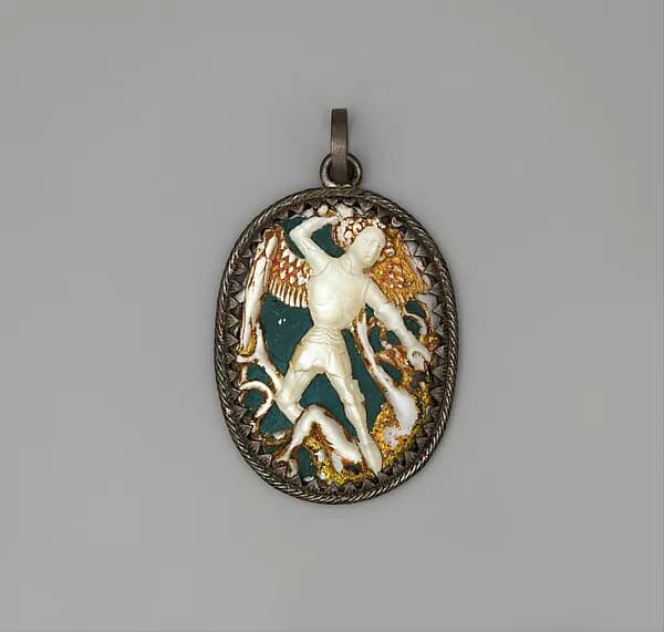 Pendant Medallion with Michael Slaying the Dragon by Anonymous depicting Revelation 12