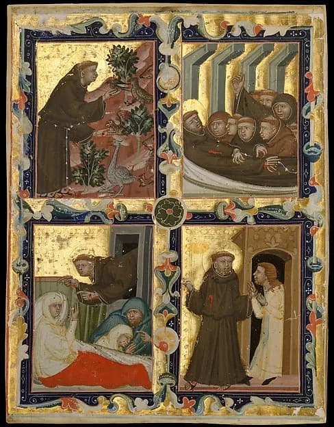 Manuscript Leaf with Scenes from the Life of Saint Francis of Assisi by Anonymous depicting Matthew 5
