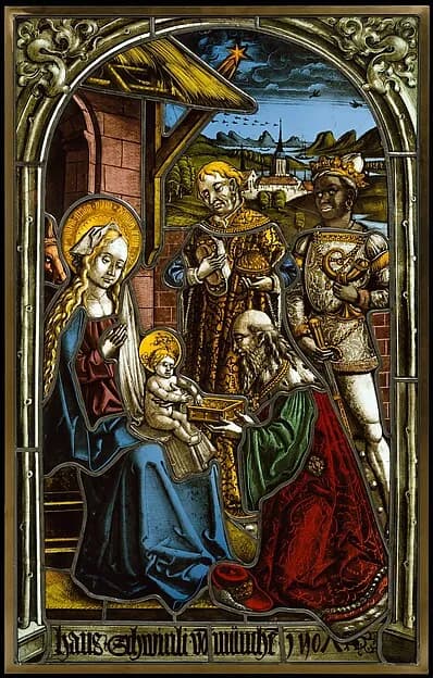 Adoration of the Magi by Circle of Peter Hemmel von Andlau (Strassburger Werkstattgemeinschaft) depicting Matthew 2