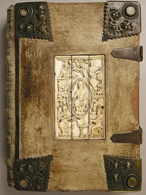 Plaque with Christ in Majesty and the Four Evangelists by Anonymous depicting Matthew 1