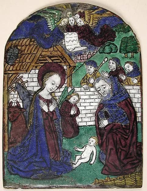 Plaque with Adoration of the Shephards by Monvaerni depicting Luke 2