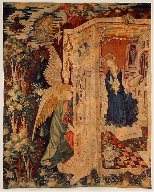 Tapestry with the Annunciation by Anonymous depicting Luke 1