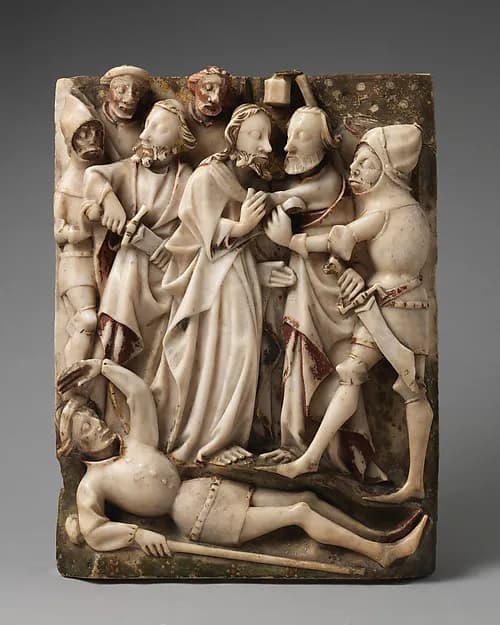 The Betrayal of Christ by School of Nottingham depicting Matthew 26