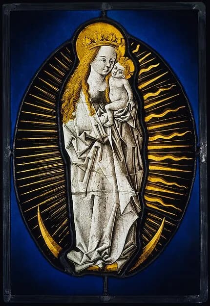 Virgin of the Apocalypse by Master of the Amsterdam Cabinet depicting Luke 2