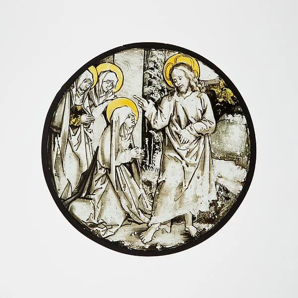 Roundel with Christ Taking Leave of His Mother by Hans Schäufelein depicting Luke 1