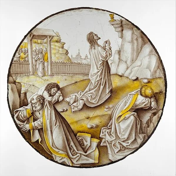 Roundel with Agony in the Garden by Anonymous depicting Matthew 26