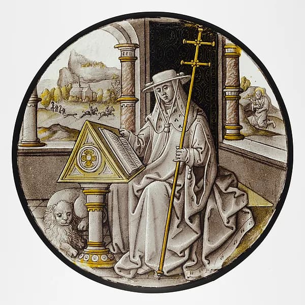 Roundel with Saint Jerome in his Study by Pseudo-Ortkens depicting Romans 8