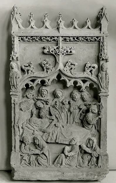 Dormition of the Virgin Relief by Anonymous depicting Luke 1