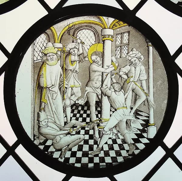 Roundel with the Flagellation by Anonymous depicting Matthew 27