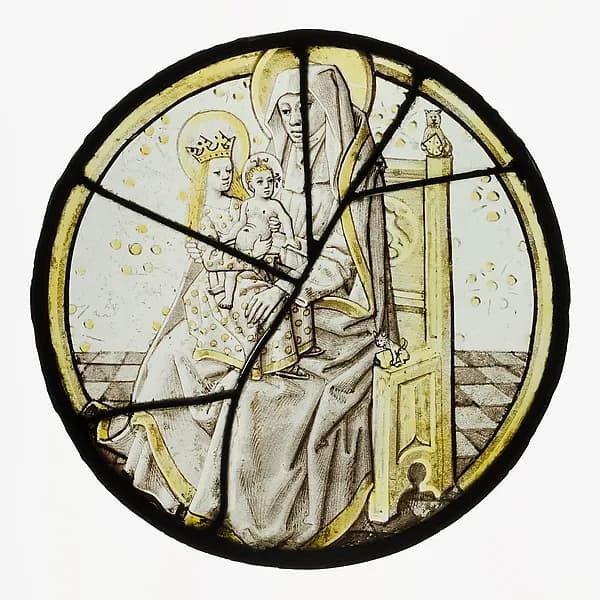 Roundel with Saint Anne with the Virgin and Child by Anonymous depicting Luke 1