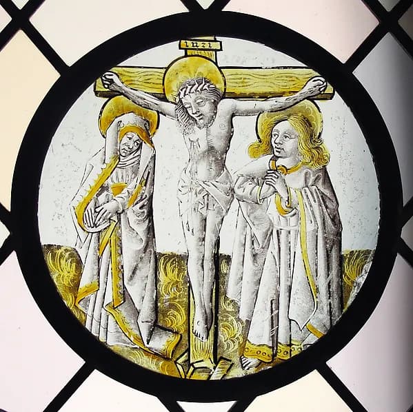 Roundel with Crucifixion, the Virgin and Saint John by Anonymous depicting Matthew 27