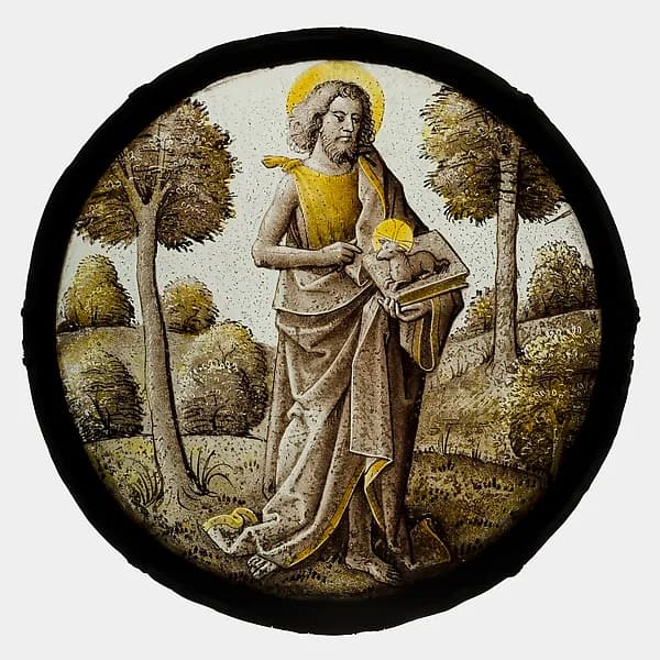 Roundel with Saint John the Baptist by Pseudo-Ortkens depicting Matthew 3