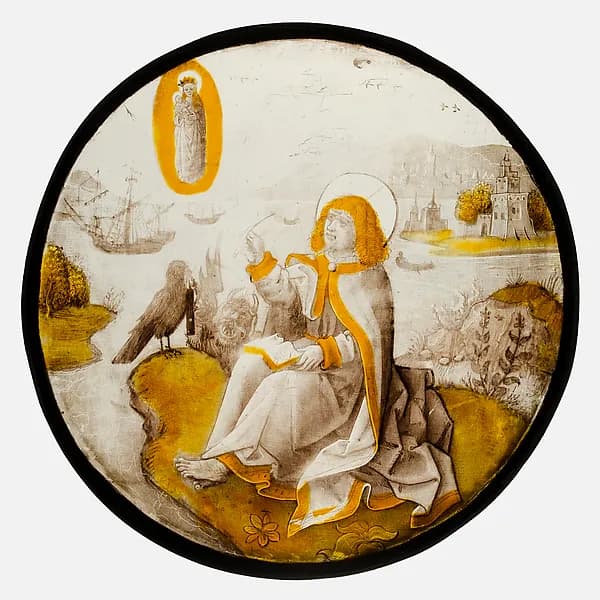 Roundel with Saint John on Patmos by Anonymous depicting Revelation 1