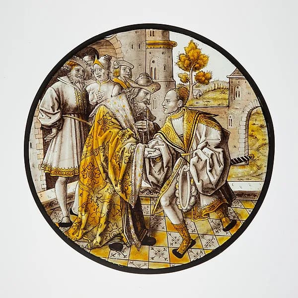 Roundel with Return of the Prodigal Son by Anonymous depicting Luke 15