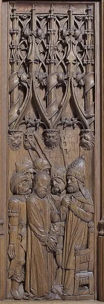 Panel with Christ Before the High Priest by Anonymous depicting John 1