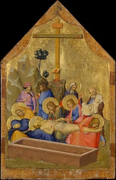 The Lamentation by Master of the Codex of Saint George depicting Mark 15