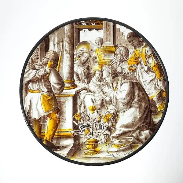 Roundel with Adoration of the Kings by Anonymous depicting Matthew 2