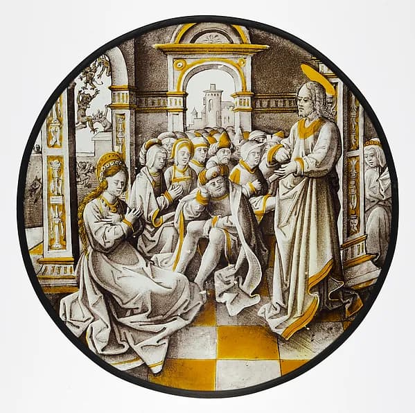 Roundel with Christ and the Adulterous Woman by Pseudo-Ortkens depicting John 1