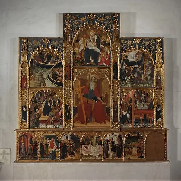 Retable with Scenes from the Life of Saint Andrew by Master of Roussillon depicting Matthew 4