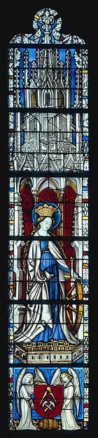 Saint Catherine with the Wheel and Sword, and with the Arms the Cooper’s Guild below (from a series with The Virgin Mary and Five Standing Saints) by Anonymous depicting Romans 8