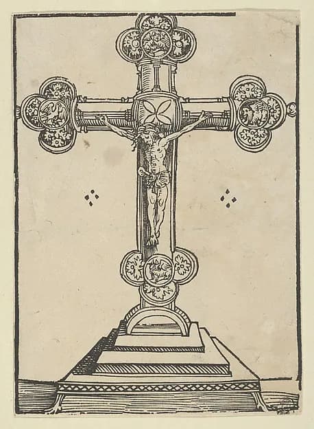 A Silver-Gilt Cross with Christ Crucified, from the "Wittenberg Reliquaries" by Lucas Cranach the Elder depicting Matthew 27