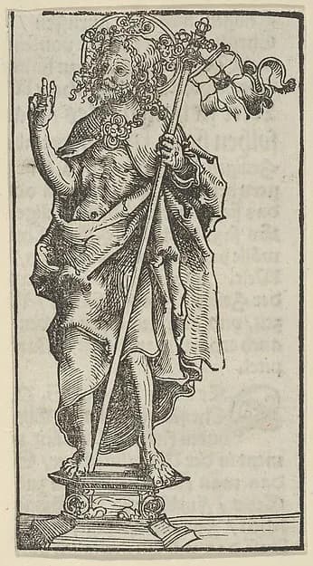 A Silver Statuette of the Risen Christ, from the Wittenberg Reliquaries by Lucas Cranach the Elder depicting John 1