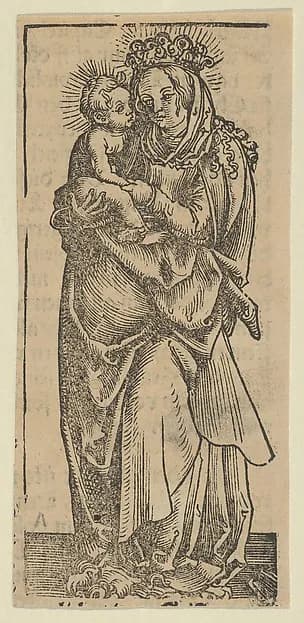 The Virgin and Child Standing, from "Wittenberg Reliquaries" by Lucas Cranach the Elder depicting Luke 2