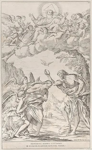 Plate 8: the Baptism of Christ by Giuseppe Maria Mitelli depicting Matthew 3