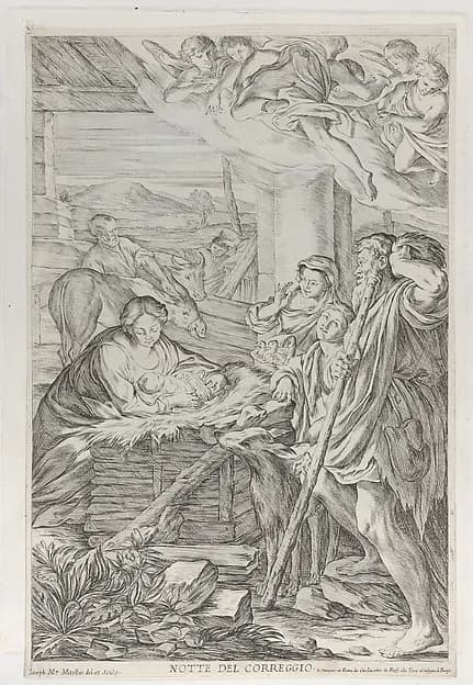 Adoration of the Shepherds by Giuseppe Maria Mitelli depicting Luke 2