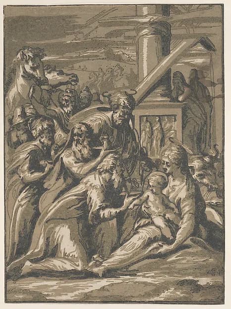Adoration of the Magi by Niccolò Vicentino depicting Matthew 2
